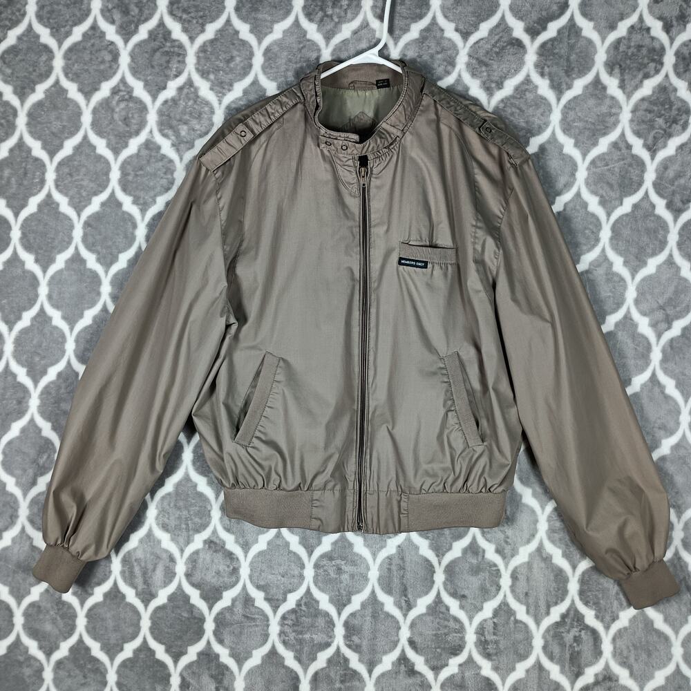 Members Only Jacket Men‎ 44 Taupe Iconic Racer Bomber Zip Up Classic Coat